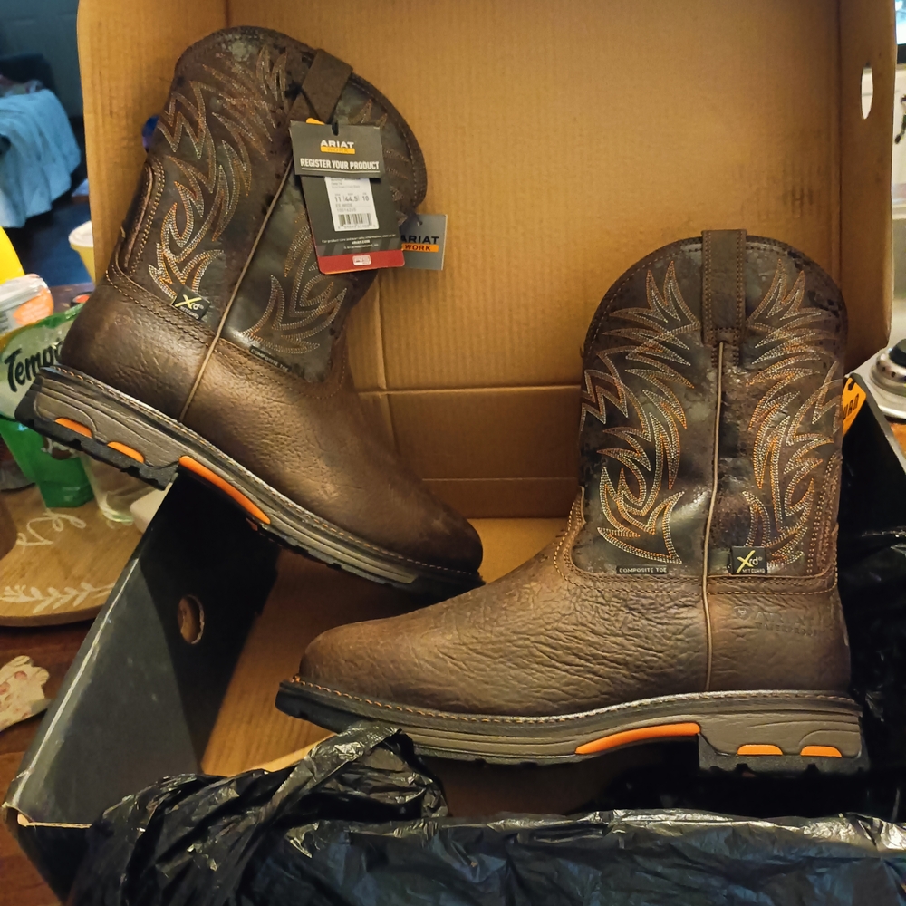 Ariat Men's Brown Boots with Orange Accents